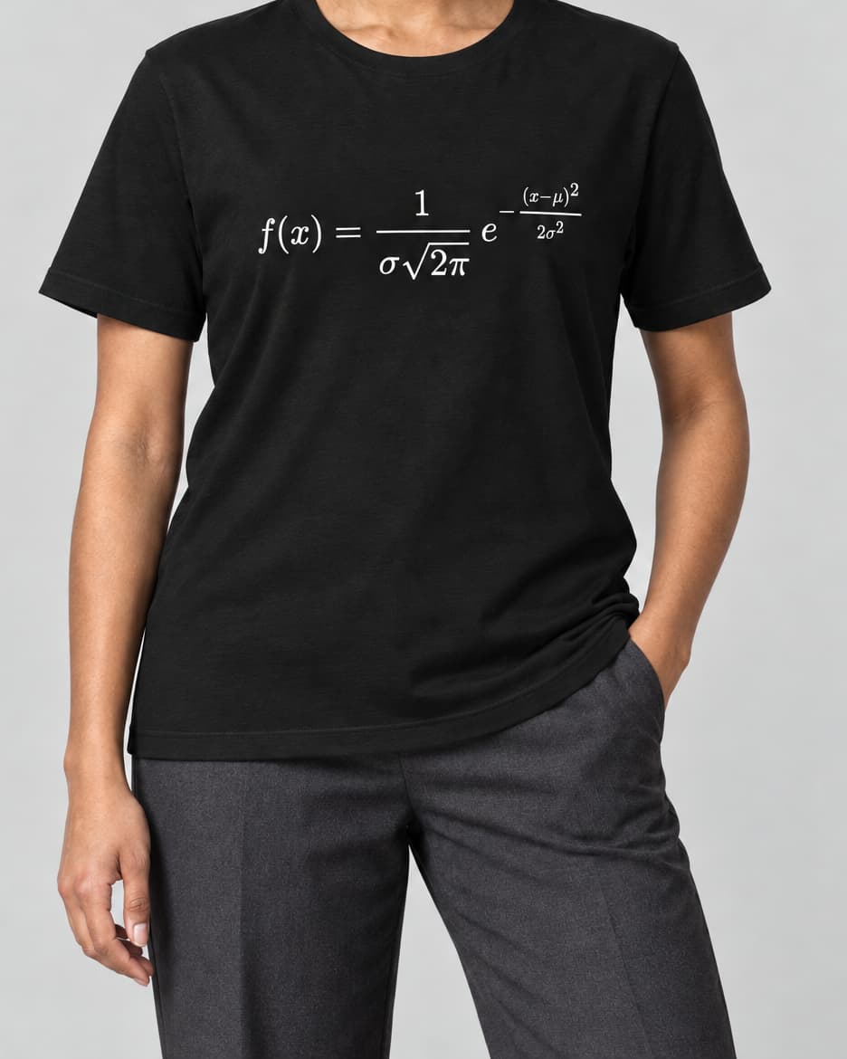 Black Gaussian Function T-Shirt on an adult model in a neutral studio, front view